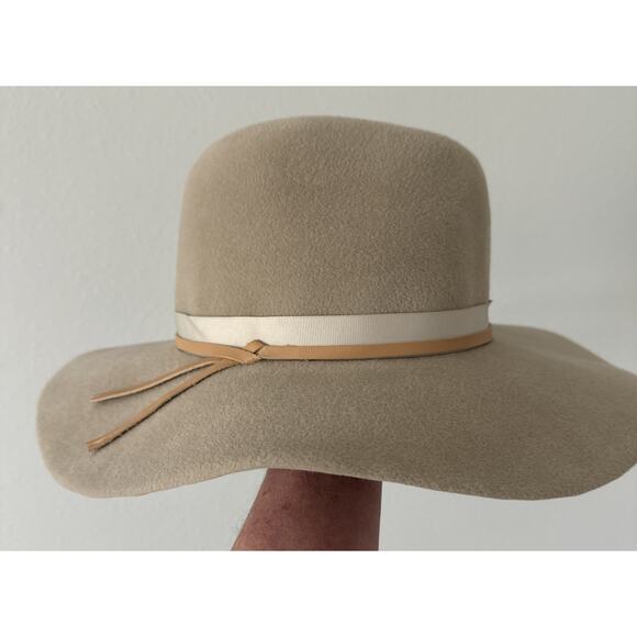 Calypso St Barth Pure Rabbit Fur Felt Fedora Women's Hat Beige Made In USA - Picture 6 of 11